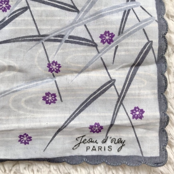 Jean D’orly Paris Purple Flowers Handkerchief - Picture 4 of 9